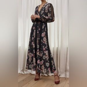 La Ligne Dress Margaret Black Floral Lace Elegant Victorian Maxi Luxury 4